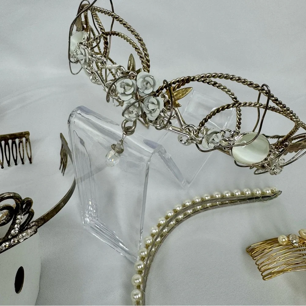 Elegant Gold and Silver Hair Accessories Set including Crowns fir the Princess